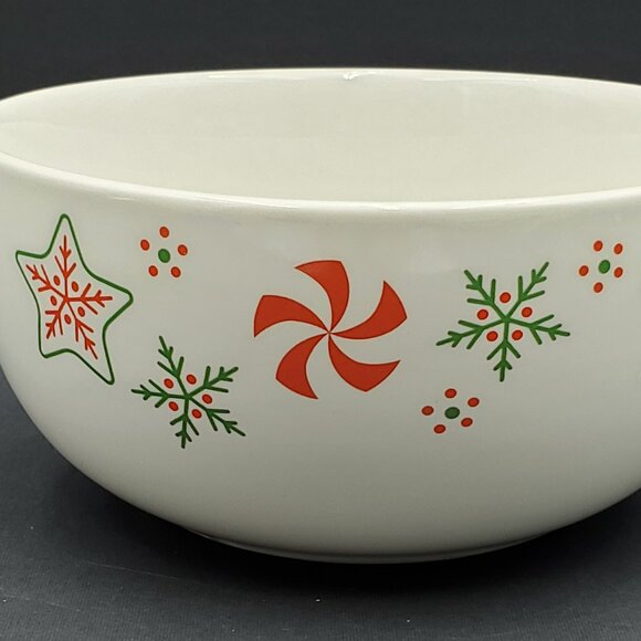 Temp-tations Holiday Seasonal Soup Cereal Bowls Snowflake Peppermint Bowls - Picture 6 of 7